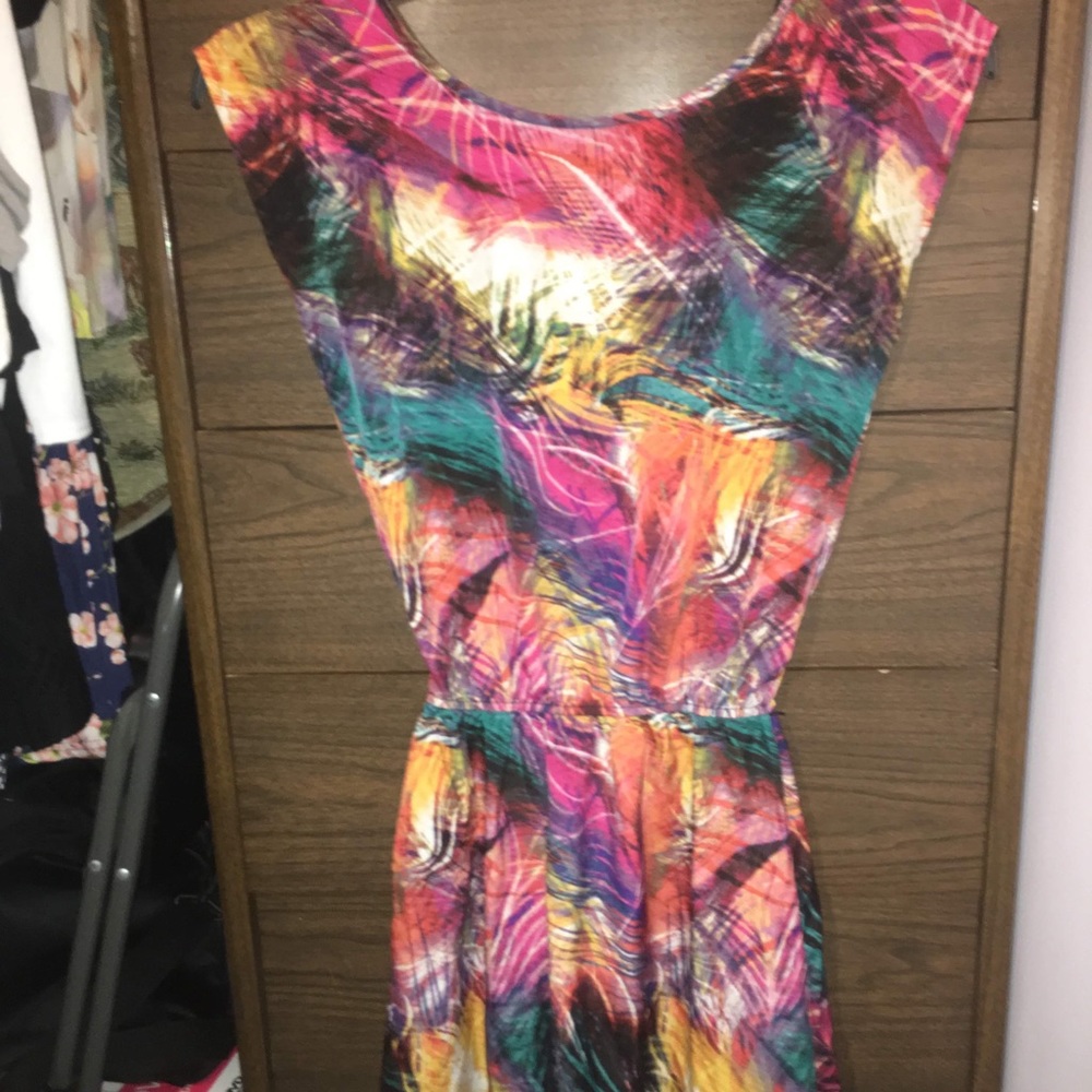 Multicolor Short Sleeve Dress - Size Small